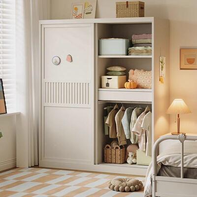 钢推拉门收衣柜制家用卧室金属MWO纳量柜耐用衣帽间大容衣橱储物