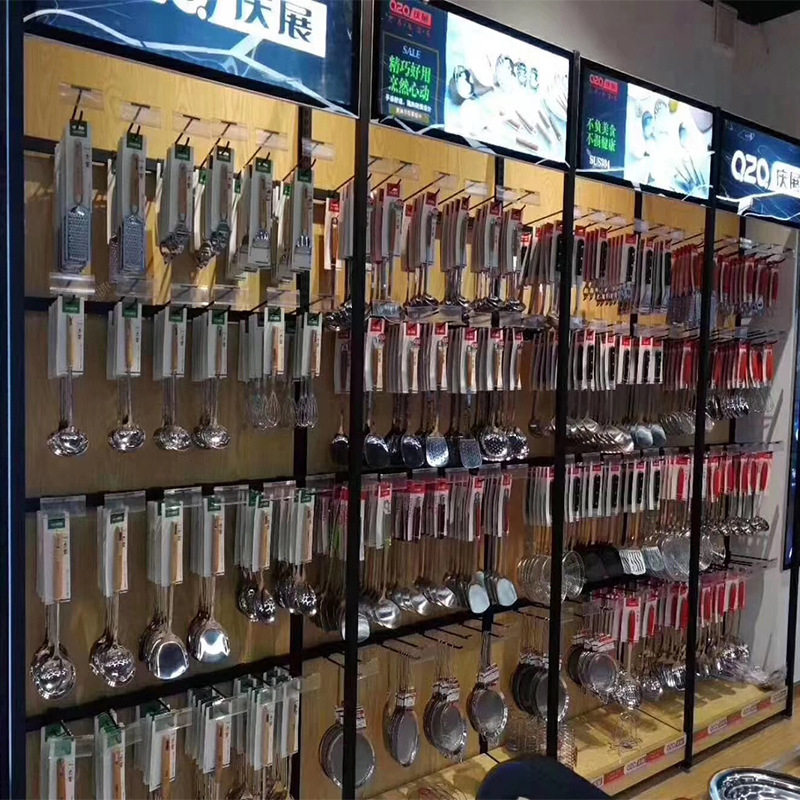 超市厨房用品货架 单双面可调节挂钩货架 日用品层板挂钩通用货架