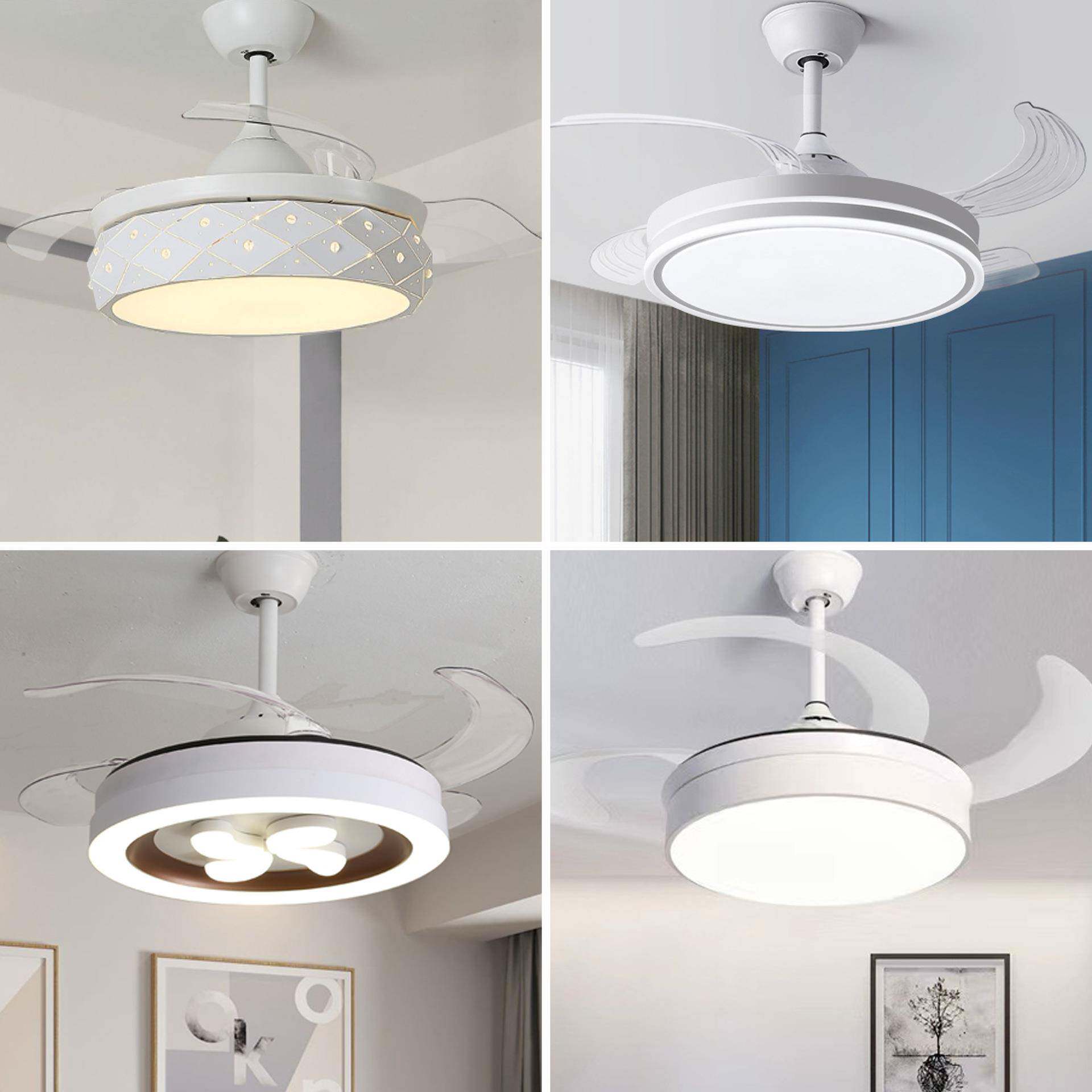 餐厅厅吊扇灯简约现代电扇客灯具全光谱隐风无品牌/扇灯中山灯形