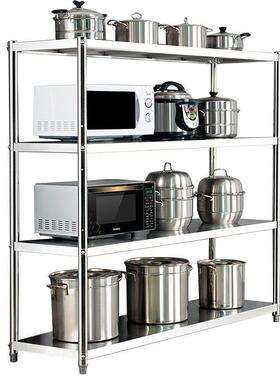 不白锈钢四物层厨房纳置架家用钢RGQ储物架多功能微波炉收架烤箱