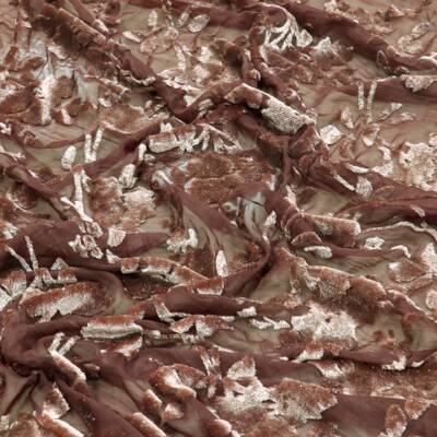 工HNZ厂梭织锦粘绒涤锦半亮丝烂烧花丝绒料睡花裙面旗袍裙子布料