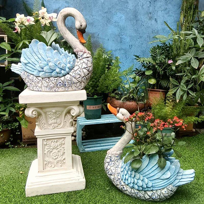天鹅花盆阳台花园户外庭院楼顶布置美式落地创意个性多肉欧式装饰