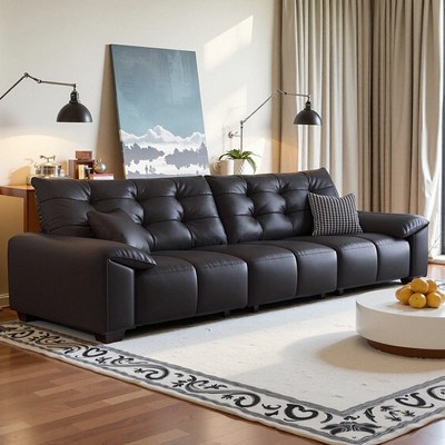 2025新款大象耳朵真皮沙发客厅小户型沙发猫抓皮意式极简大黑熊