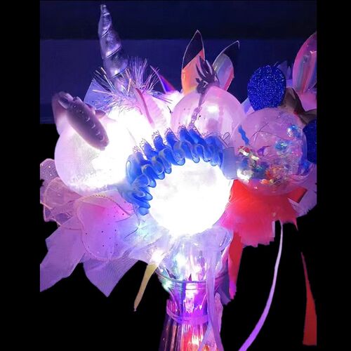 儿童仙女棒荧光棒地摊小礼品玩具发光波波球公主蝴蝶结闪光魔法棒