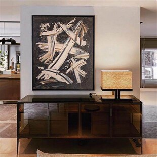 TY纯手绘油画法式客厅抽象大气装饰画侘寂中古风餐厅玄关肌理挂画