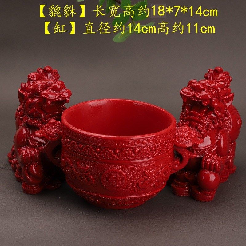 高含量红朱砂貔貅加聚宝盆开摆件公母一对玄关过公司招财办公室光,家居饰品,桌面摆件,淘宝优惠券,粉丝福利购,淘宝优惠卷