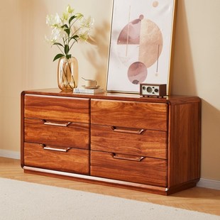 乌金木斗柜储物收纳柜卧室储藏现代中式抽屉柜多功能长方形电视柜