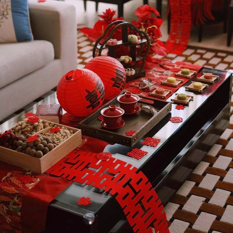 结婚客厅茶几摆件氛围感装饰桌布婚房布置摆台桌旗喜字敬茶杯子,节庆用品/礼品,拉花,淘宝优惠券,粉丝福利购,淘宝优惠卷