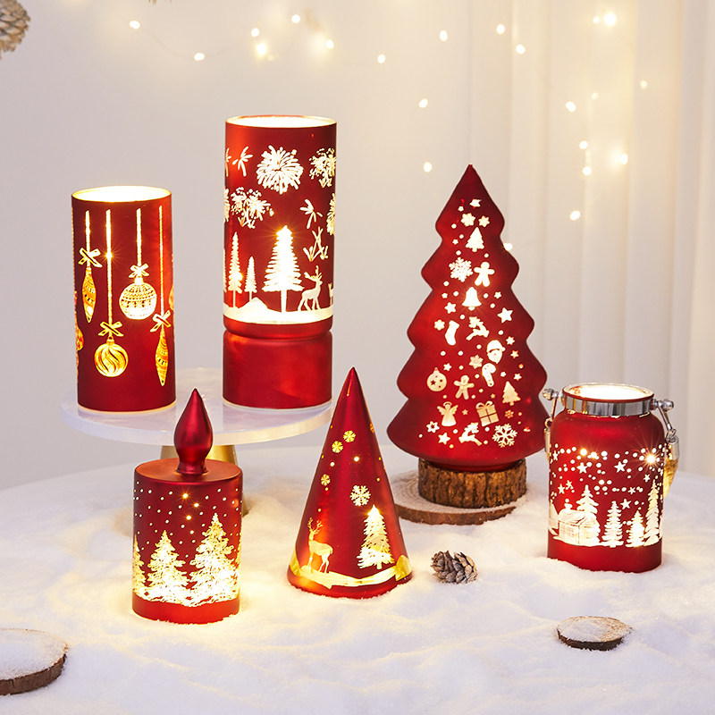 2024新款圣诞树家用桌面创意迷你摆件圣诞节高级感发光玻璃圣诞树