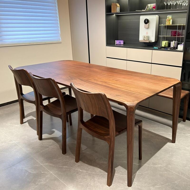 北美黑胡桃木餐桌意式全实木长方形餐台家用餐厅桌子大师设计茶桌