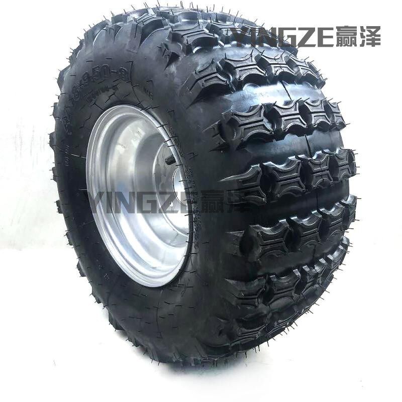 四轮沙滩车卡丁车配件18X9.5-8寸真空轮胎蝴蝶花纹轮毂加厚胎
