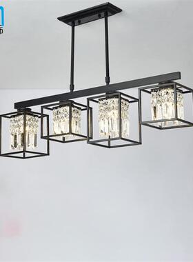 厅MD220808水晶吊灯4工业农舍酒吧黑色金厨属房岛头餐悬挂灯具