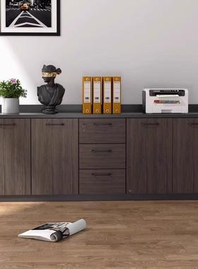 办公室茶KEY水断柜文件柜木质带锁料抽屉资落地隔边柜定制办公柜