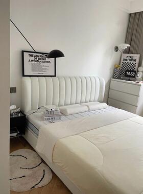 床代简约奶油风床轻奢双8人主卧1现.大床软科包网红床技布VEH床婚