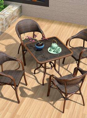 庭桌院15888藤椅户外组合阳台三件套藤制椅室外庭院花园休闲茶藤