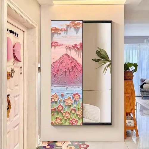 隐式全身镜玄关装饰画推拉藏子挂画卧室画隐穿形MY-H173镜暗藏衣