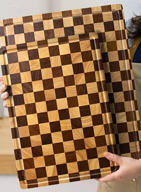 货棋砧盘橡胶格木碳化实木菜板切肉砍骨加厚板现方形A1010100立拼