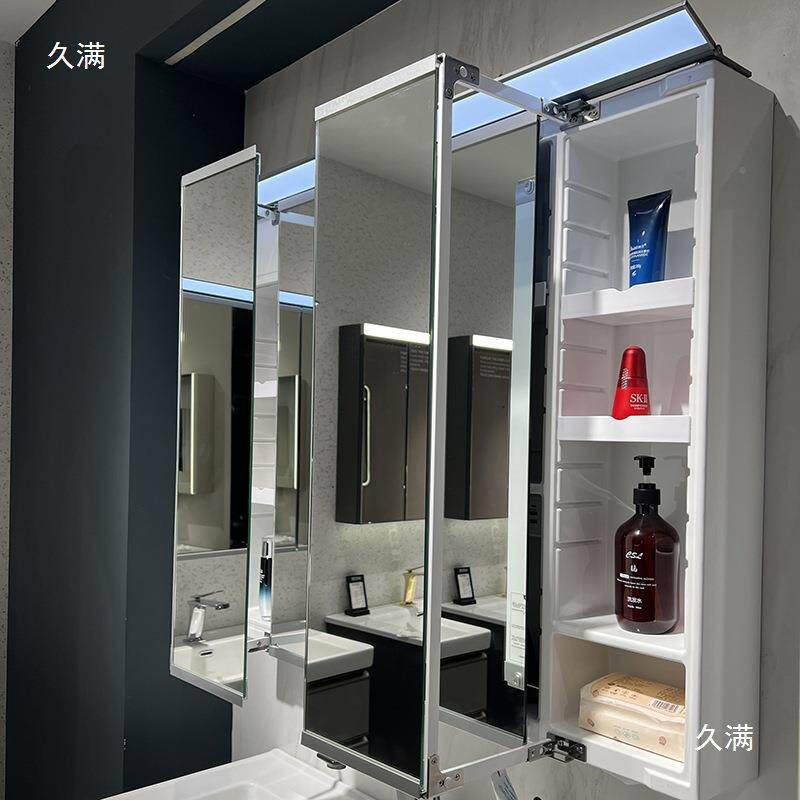 日式三树脂隔镜柜卫生无品牌/间可调节板浴室镜洗漱折台储物梳镜