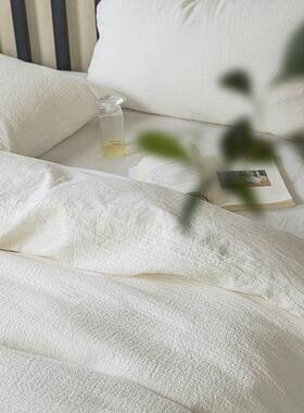 A类式日床上四件套6s0宿全棉纯棉MLD-30白色被套民裸睡酒店床单四