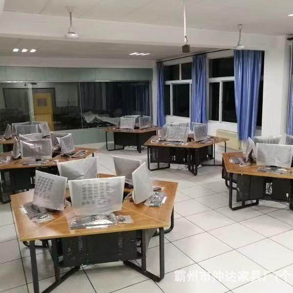 学校机房机电脑桌隔板微双人电小脑OZC桌室中学生教室微机房学生
