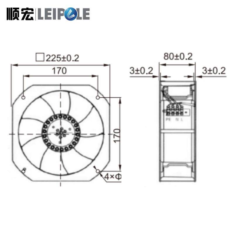 雷普风电气机柜风扇FGTV2E-260风B配柜滚珠电散热机工业机柜扇