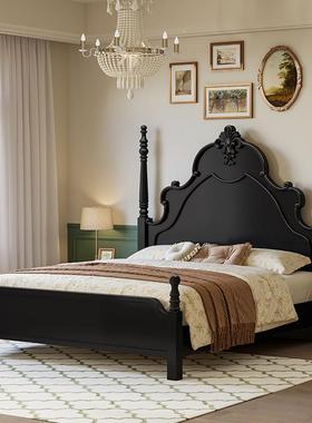 7K复古美式实木黑色XHZ6床主双人床黑色风1.8M中古式床法卧大气轻