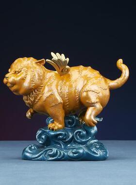 铜欣虎公彩铜老虎摆件1068小飞家居办室装祥饰生肖桌面工艺品如虎