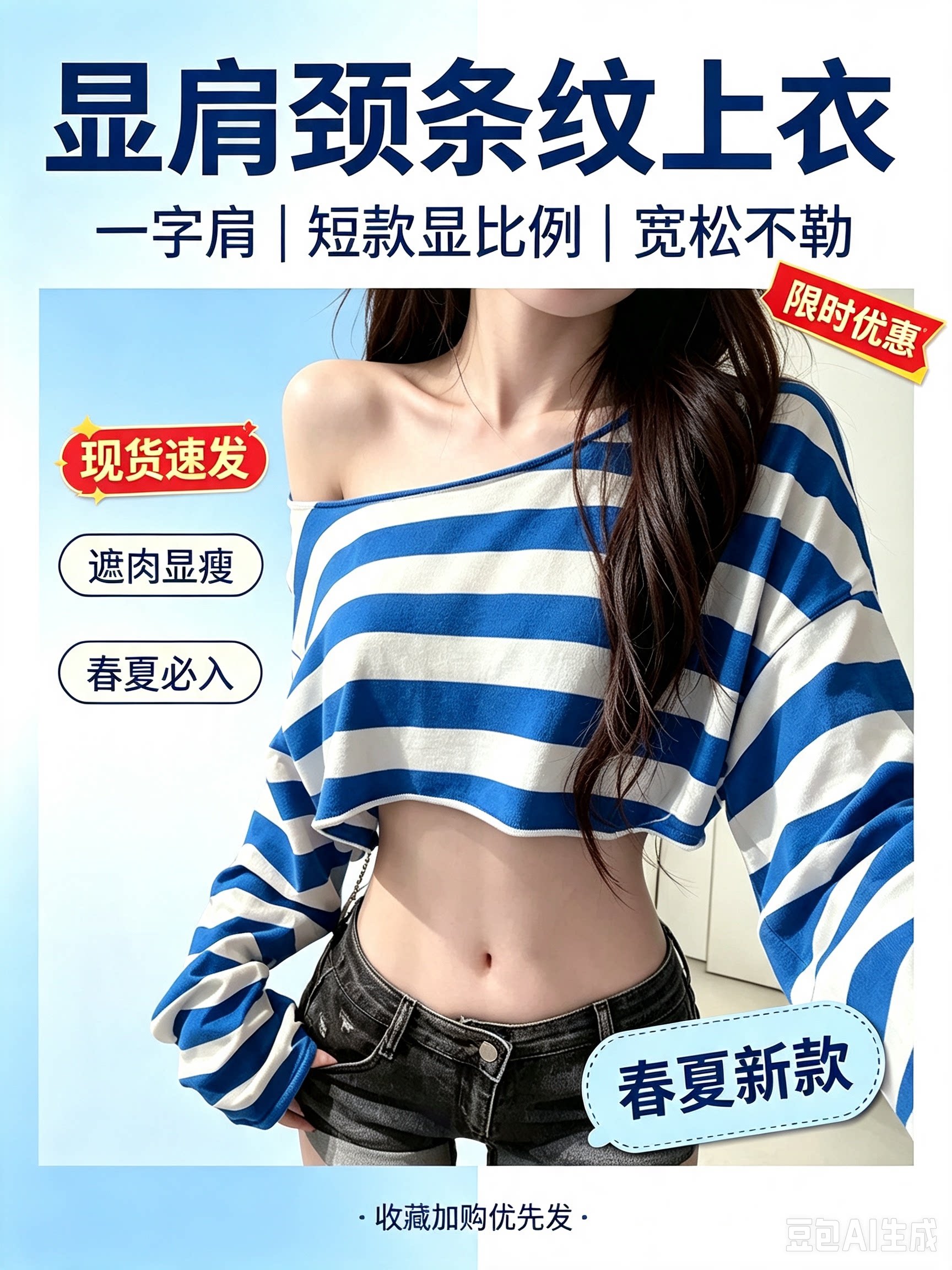 减龄T恤女夏高腰显瘦不对称