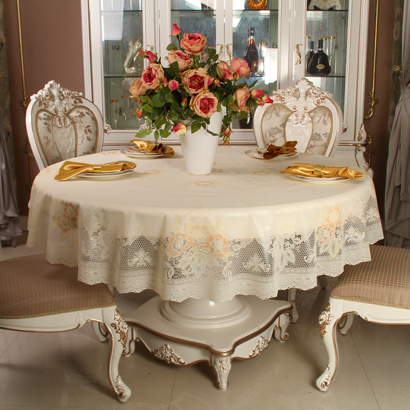圆桌布防水防油防烫免洗PVC圆形餐台布欧式加厚塑料桌布180家用