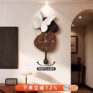法式中古风钟表挂钟客厅2025新款蝴蝶时钟挂墙高级感艺术餐厅挂表