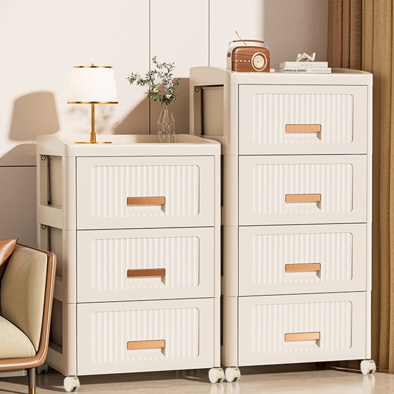 抽屉式收纳柜家用客厅五斗柜卧室夹缝储物柜多层加厚床头置物柜子