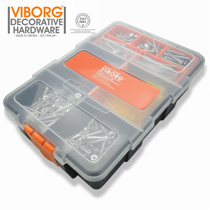 香港域堡 家庭维修盒304不锈钢螺丝工具盒自攻木牙螺丝盒套装
