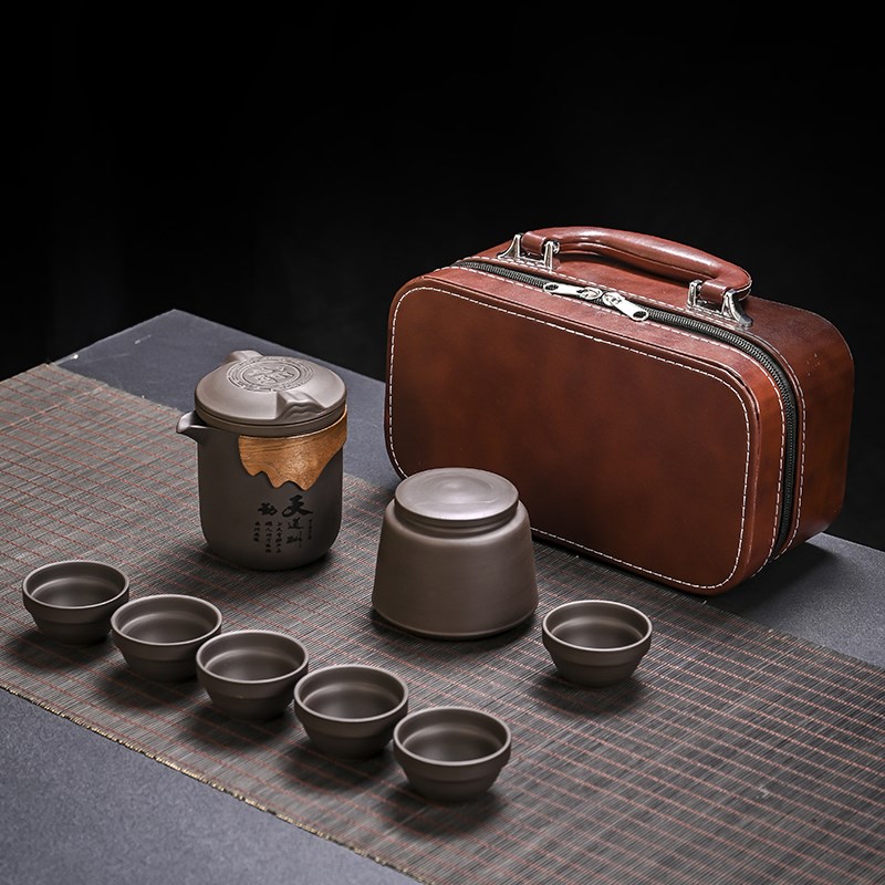 八玛陶紫砂旅行茶具套装快客杯便携式一壶六杯功夫茶具随行泡茶器