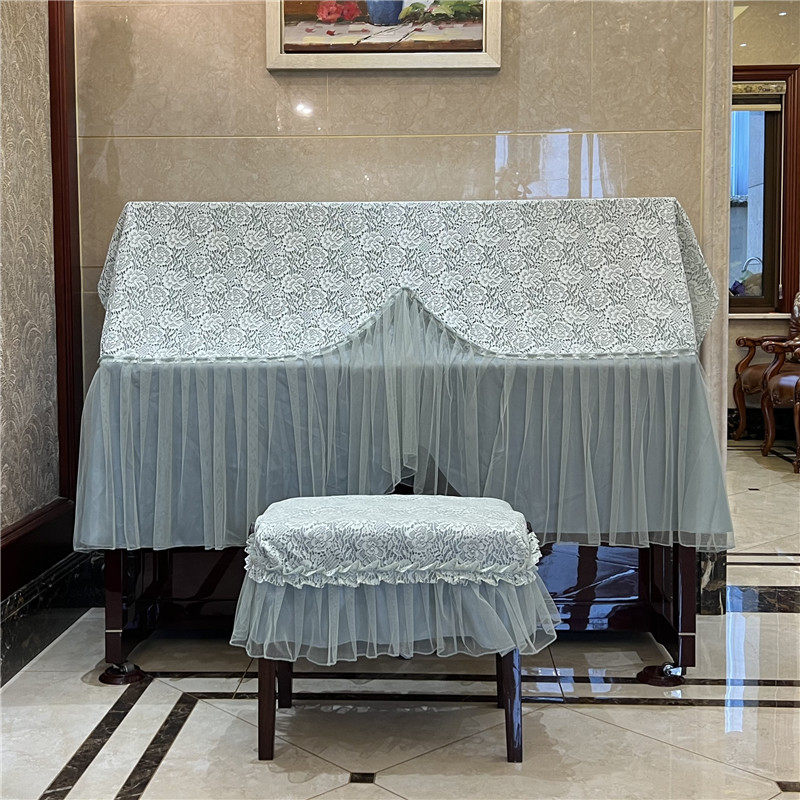 启颜布艺蕾丝钢琴全披丝绒防尘罩简约现代盖布法式浪漫琴披盖巾