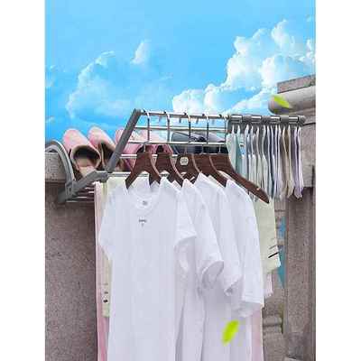 大号阳台外晾衣架晒被子窗外伸缩折叠防盗网室外栏杆挂钩防掉衣架