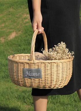 手致提花编柳藤之ckS8avmS家精柳编藤编收纳手提儿童摘餐采复古日