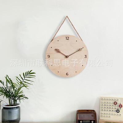 简约室实时木质钟表客厅30624卧实木数欧字挂钟个性创意简约北静