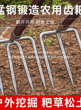 三齿耙子农用种菜种菜专用工具耙子种地的铁齿耙挖地钉耙松土神器