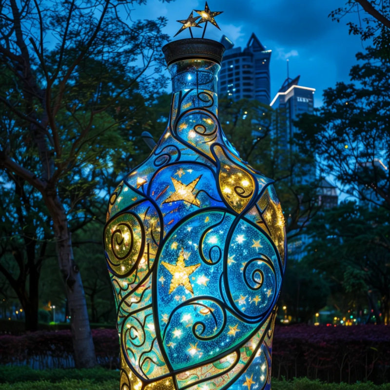LED星空露营瓶子灯光艺术装置网红营地打卡氛围灯装置景观美陈