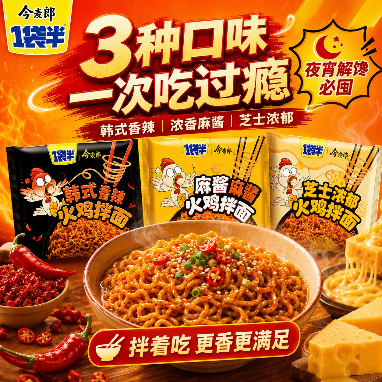 今麦郎火鸡面袋多口味方便面免煮图片