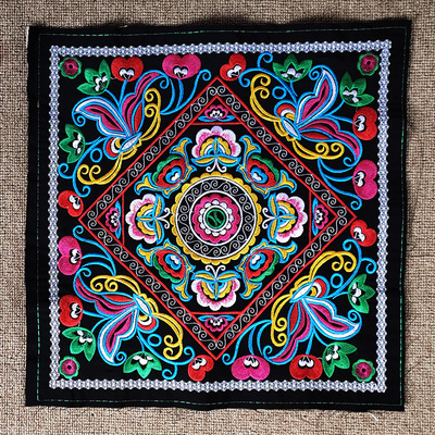 贵州成品机绣少数民族花边贵州绣花布贴枕套背带头帕刺绣抱枕用花