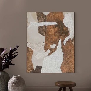 OM.ART手绘油画客厅侘寂风装 饰画民宿会所样板间肌理挂画色块壁画