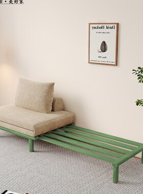 MHJ 法式覆古沙发床实木折叠沙发床单人沙发床可伸缩小户型中古风
