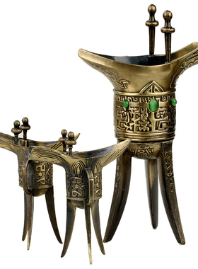 聚缘阁酒樽摆件中式古典仿古三脚爵杯拍摄道具家居复古怀旧装饰品