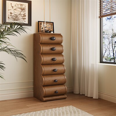 法式中古实木家具五斗柜复古客厅沙发边柜设计师小立柜卧室储物柜