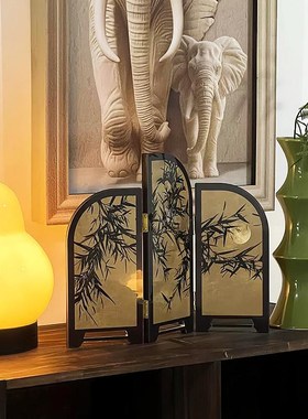 过年茶台茶桌屏风装饰摆件精品氛围隔断客厅桌面入户玄关电视柜