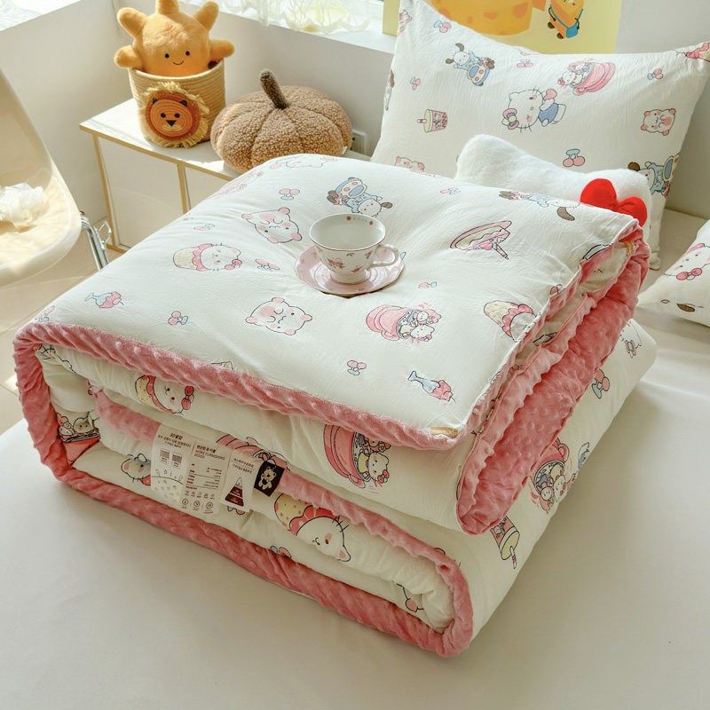 韩版A类秋冬加绒加厚豆豆绒被保暖宿舍单双人棉被褥化纤冬被芯子,床上用品,棉花被,淘宝优惠券,粉丝福利购,淘宝优惠卷