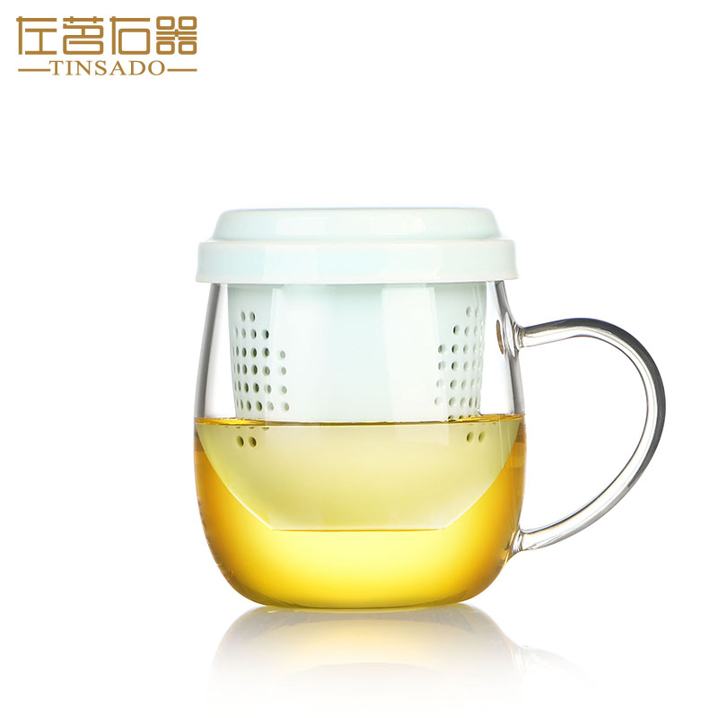 左茗右器耐热茶水分离玻璃杯泡茶杯内胆陶瓷过滤加厚水杯子大容量