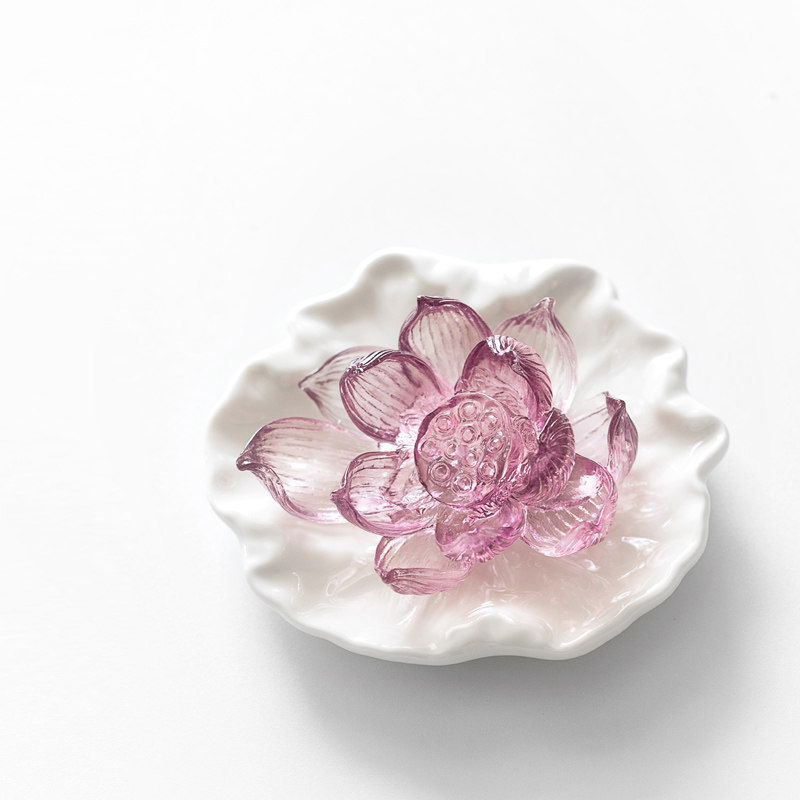 一笑间莲花香插线香插香座香托沉香香熏炉琉璃装饰办公桌面摆件