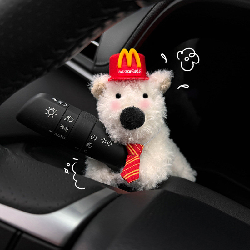 西高地车载汽车怀挡装饰转向灯小狗玩偶雨刮器公仔后视镜摆件女
